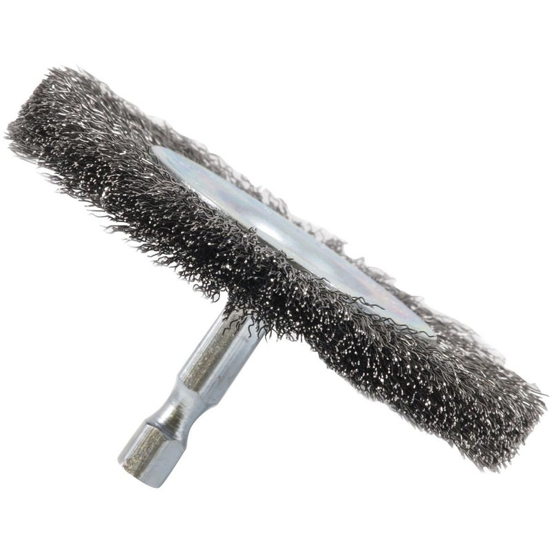 Forney 72736 Wire Wheel Brush, Fine Crimped with 1/4-Inch Hex Shank, 3-Inch-by-.008-Inch
